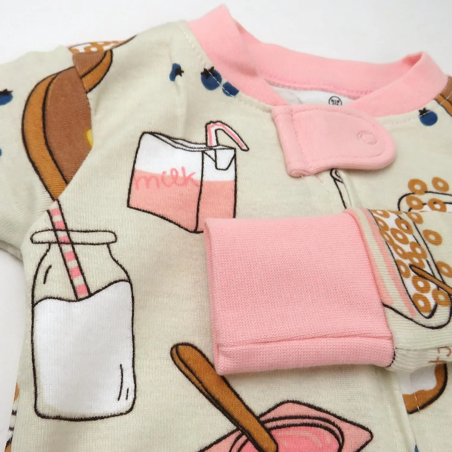 HonestBaby Baby Girls' 100% Organic Cotton Non-Slip Footed One-Piece Zip-Front Pajamas