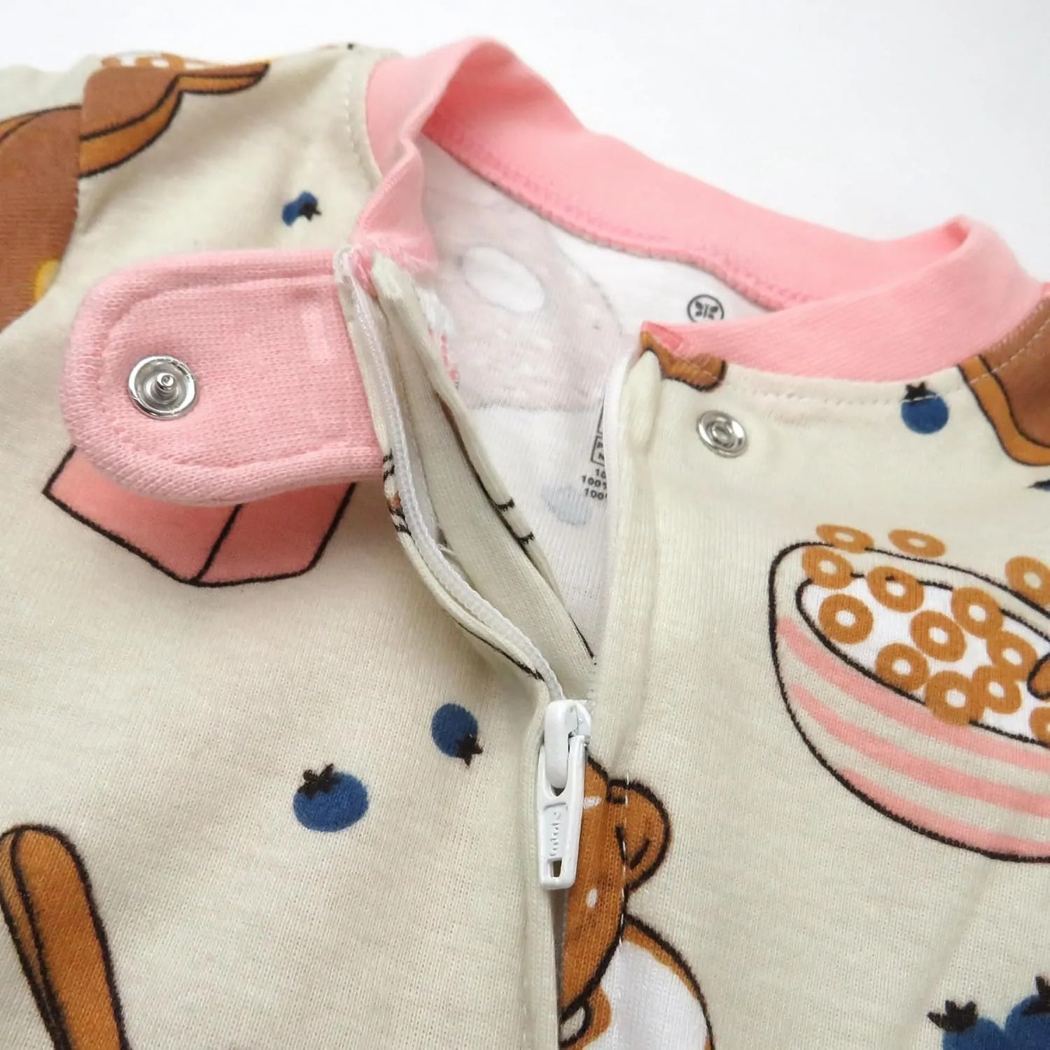 HonestBaby Baby Girls' 100% Organic Cotton Non-Slip Footed One-Piece Zip-Front Pajamas