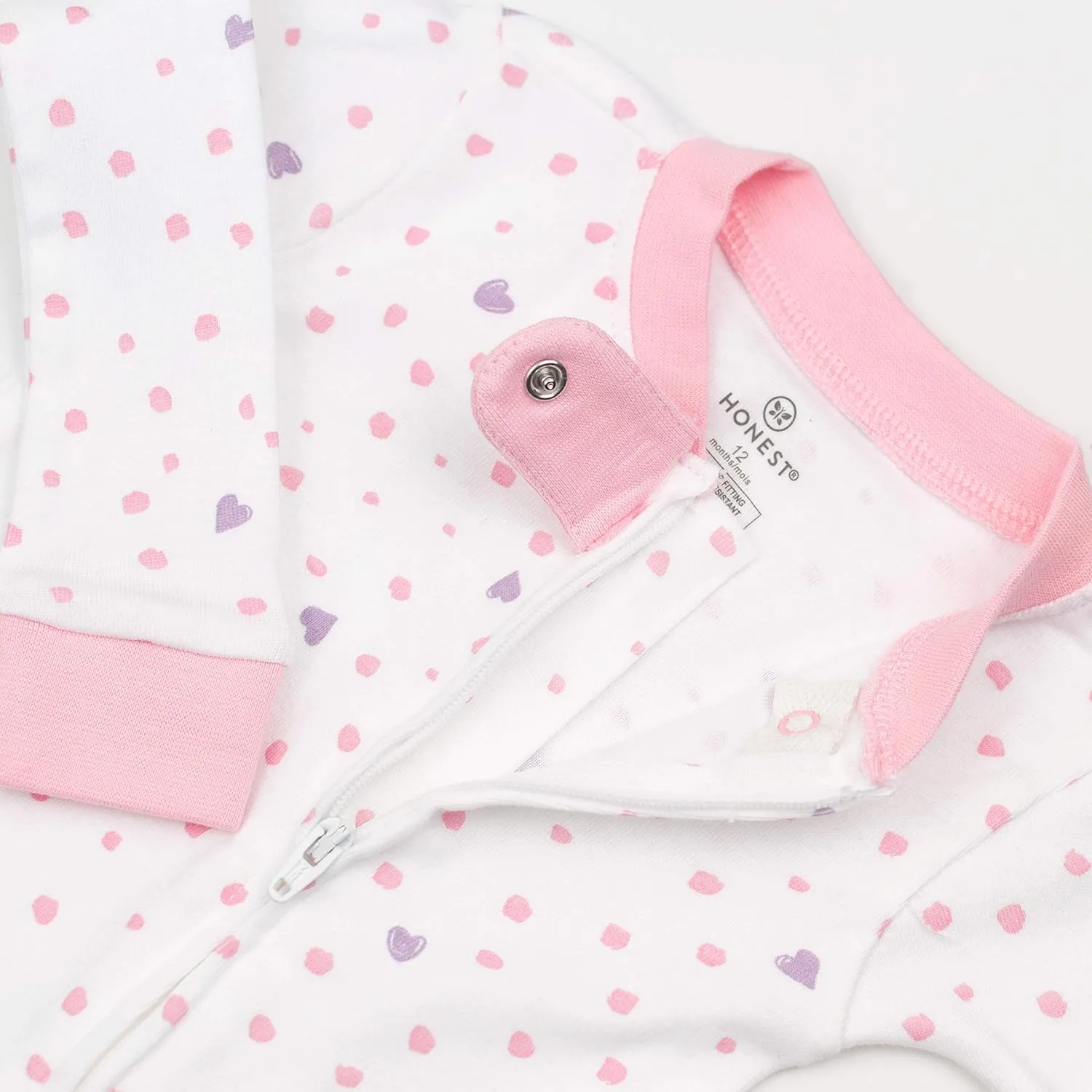 HonestBaby Baby Girls' 100% Organic Cotton Non-Slip Footed One-Piece Zip-Front Pajamas