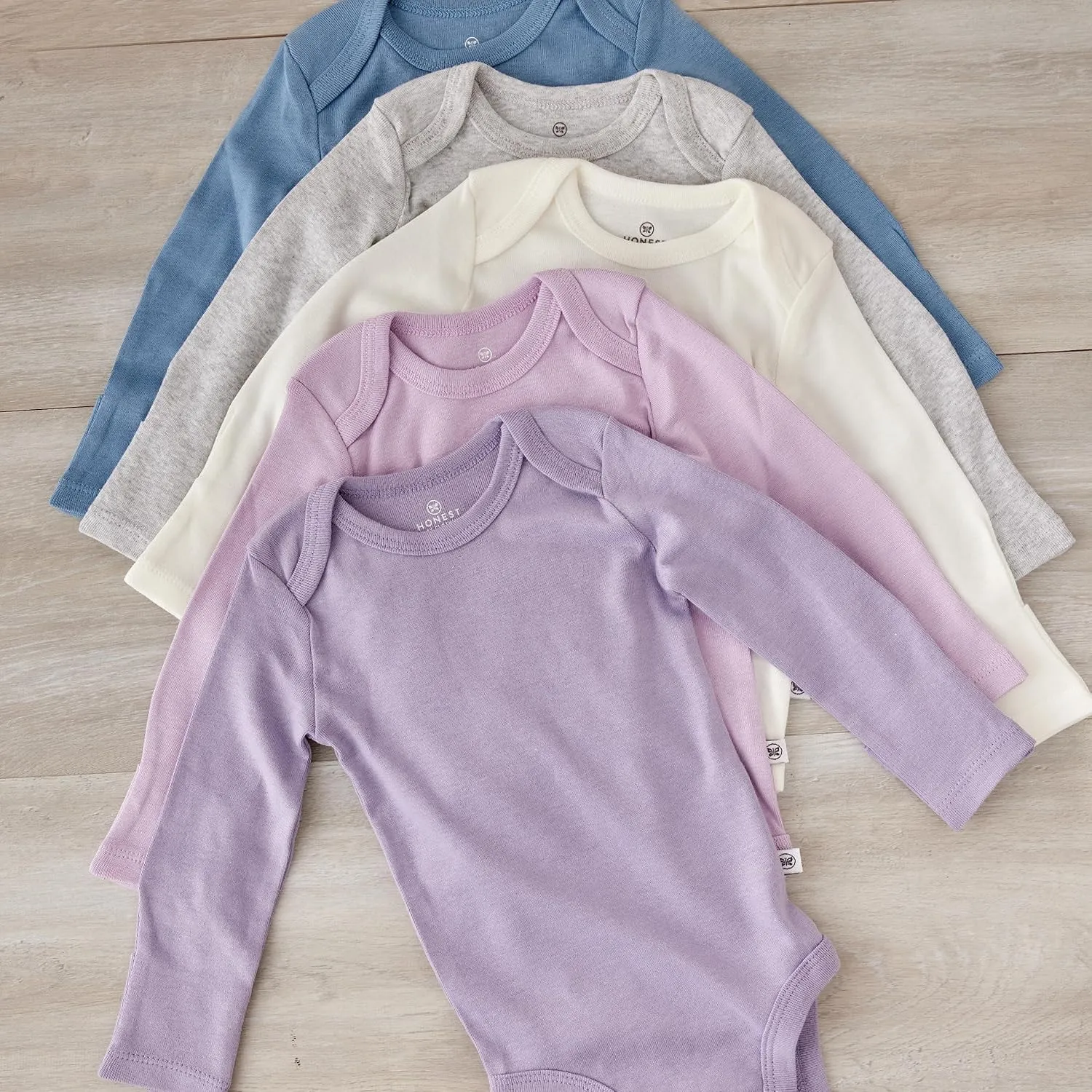 HonestBaby Baby Girls' 5-pack Long Sleeve Bodysuits One-piece 100% Organic Cotton for Infant Baby Girls', Unisex