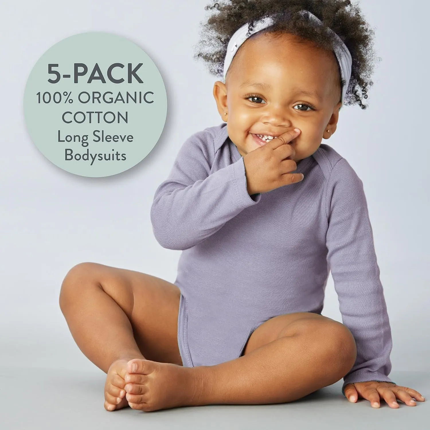 HonestBaby Baby Girls' 5-pack Long Sleeve Bodysuits One-piece 100% Organic Cotton for Infant Baby Girls', Unisex