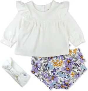 HonestBaby baby-girls Novelty Top, Bloomer & Headband Set 100% Organic Cotton for Baby and Toddler Girls