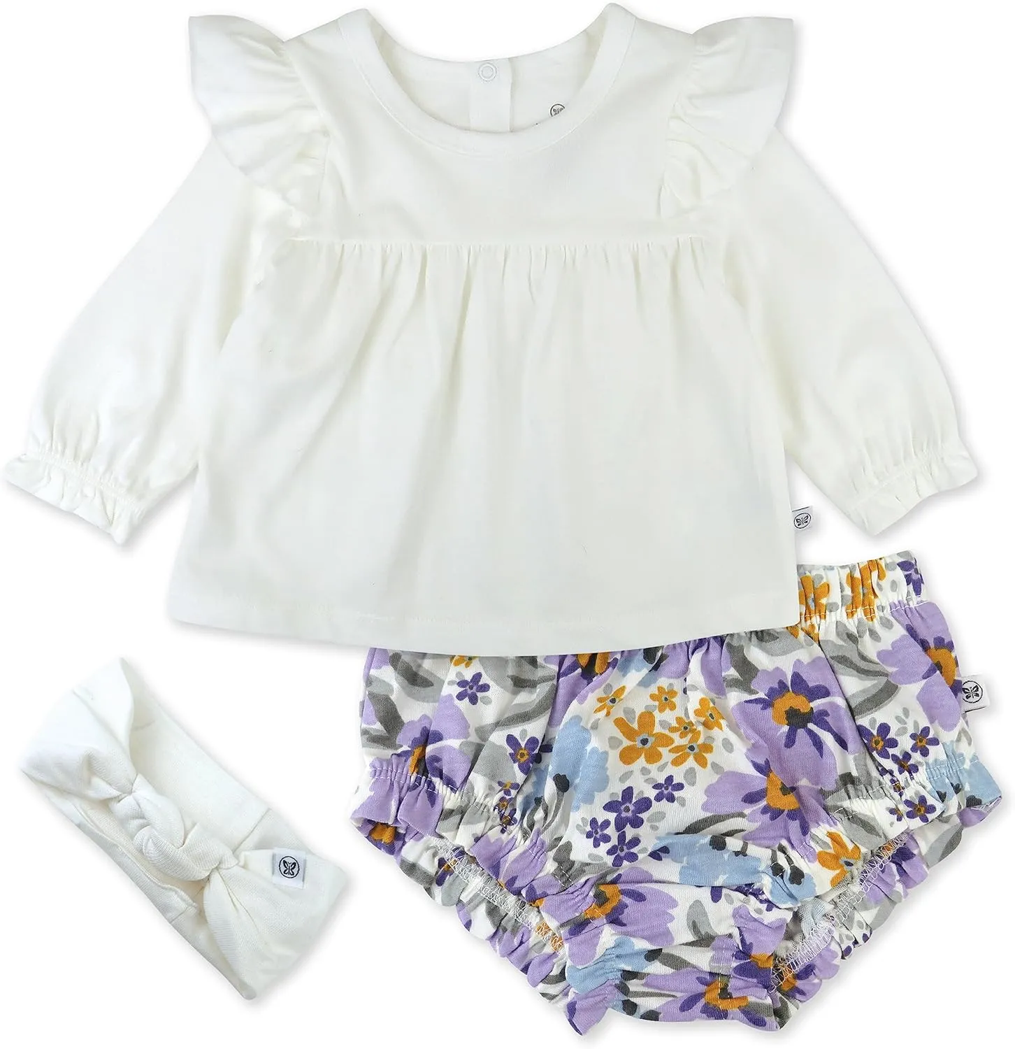 HonestBaby baby-girls Novelty Top, Bloomer & Headband Set 100% Organic Cotton for Baby and Toddler Girls
