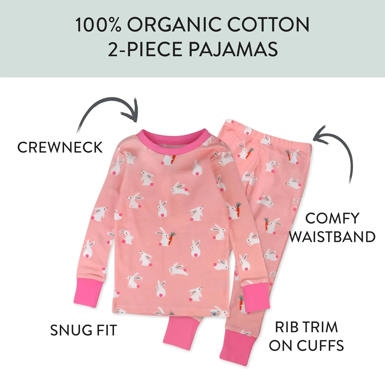 HonestBaby Baby, Toddler and Kids' 100% Organic Cotton Celebration 2-Piece Pajamas