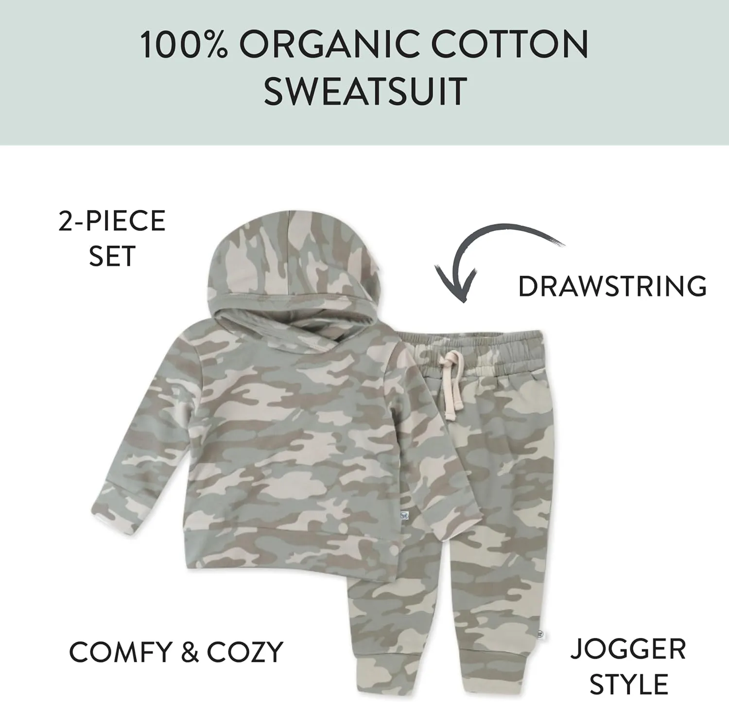 HonestBaby Light Weight Hoodie & Sweatpant Set 100% Organic Cotton for Toddler, Baby Boys, Girls