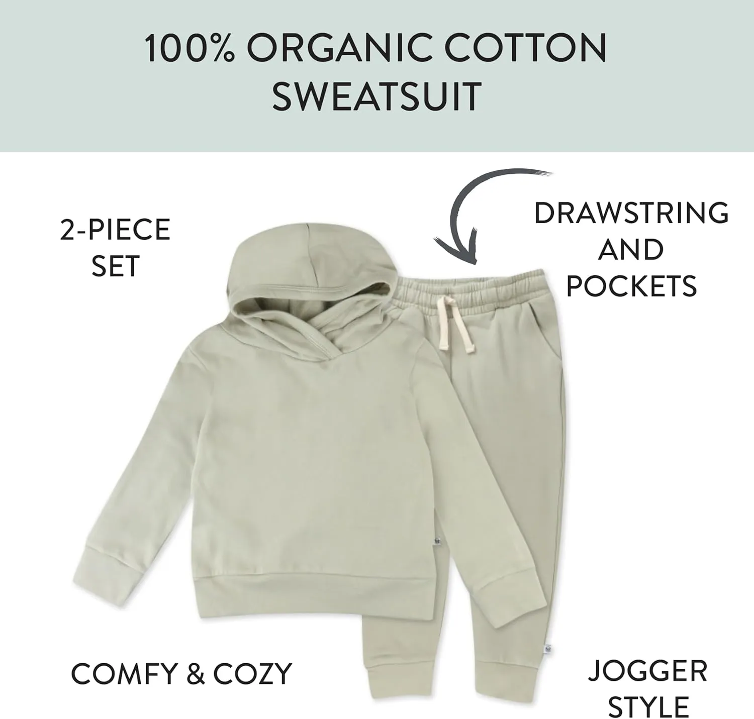 HonestBaby Light Weight Hoodie Sweatsuit Set 100% Organic Cotton for Toddler, Baby Boys, Girls