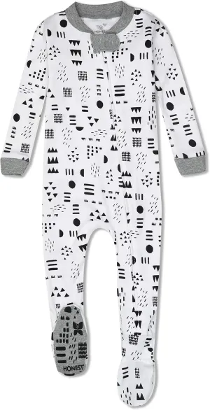 HonestBaby Non-Slip Footed Pajamas One-Piece Sleeper Zip-Front Pjs 100% Organic Cotton for Baby Boys