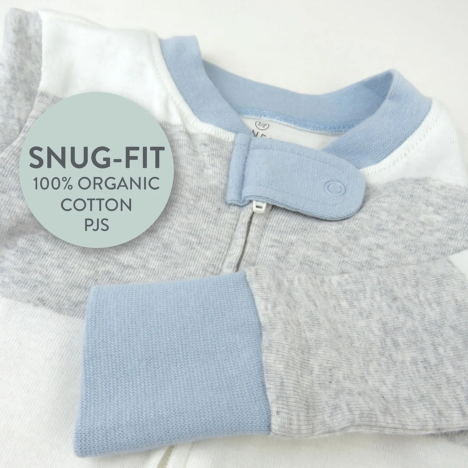 HonestBaby Non-Slip Footed Pajamas One-Piece Sleeper Zip-Front Pjs 100% Organic Cotton for Baby Boys