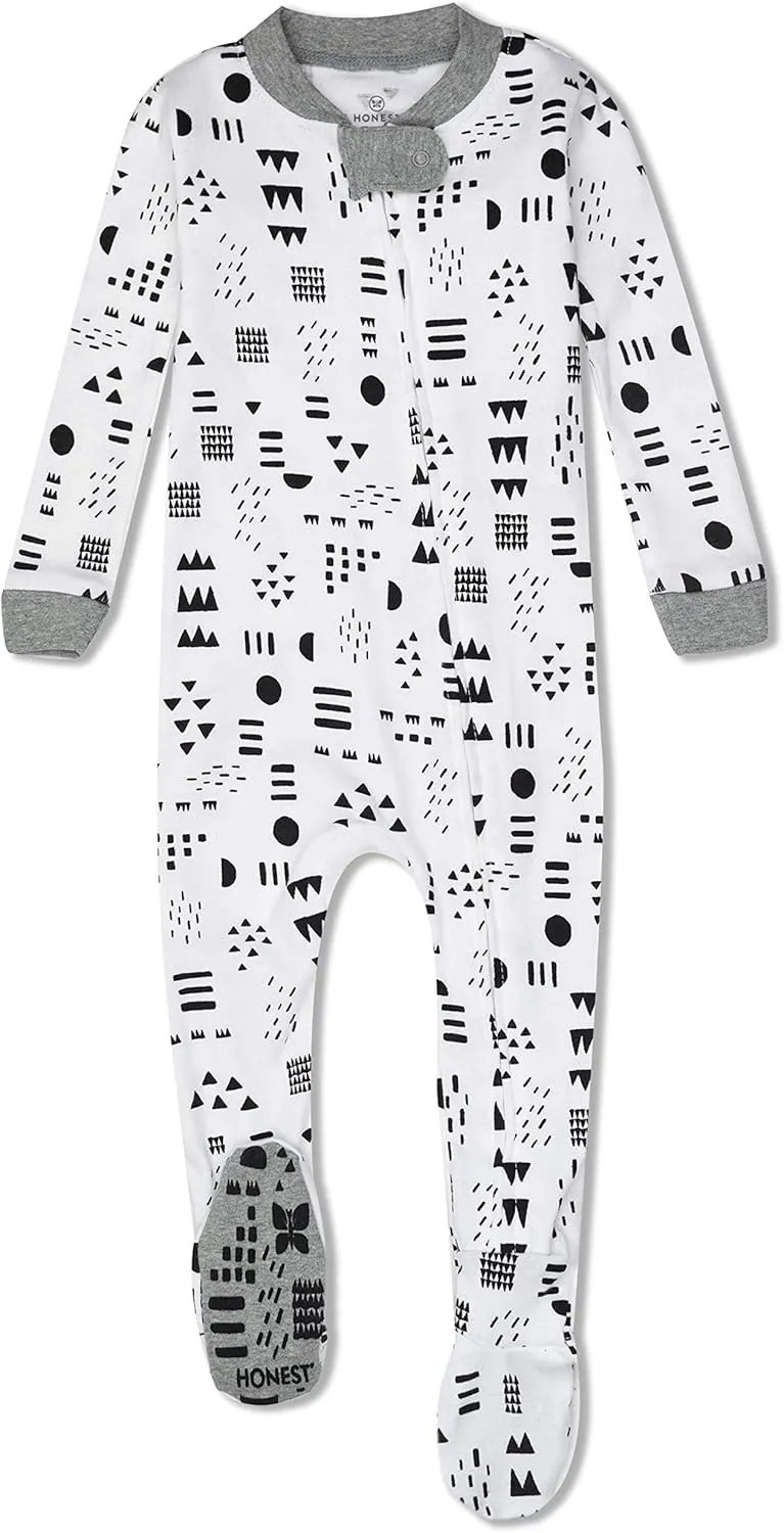HonestBaby Non-Slip Footed Pajamas One-Piece Sleeper Zip-Front Pjs 100% Organic Cotton for Baby Boys
