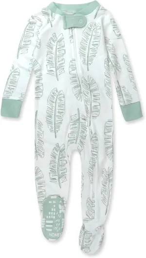 HonestBaby Non-Slip Footed Pajamas One-Piece Sleeper Zip-Front Pjs 100% Organic Cotton for Baby Boys