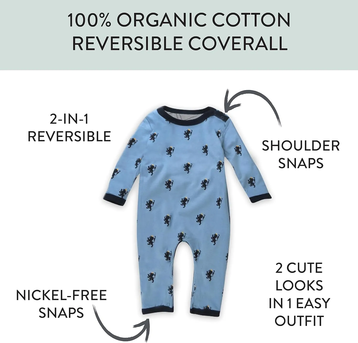 HonestBaby unisex-baby Reversible Coverall Organic Cotton