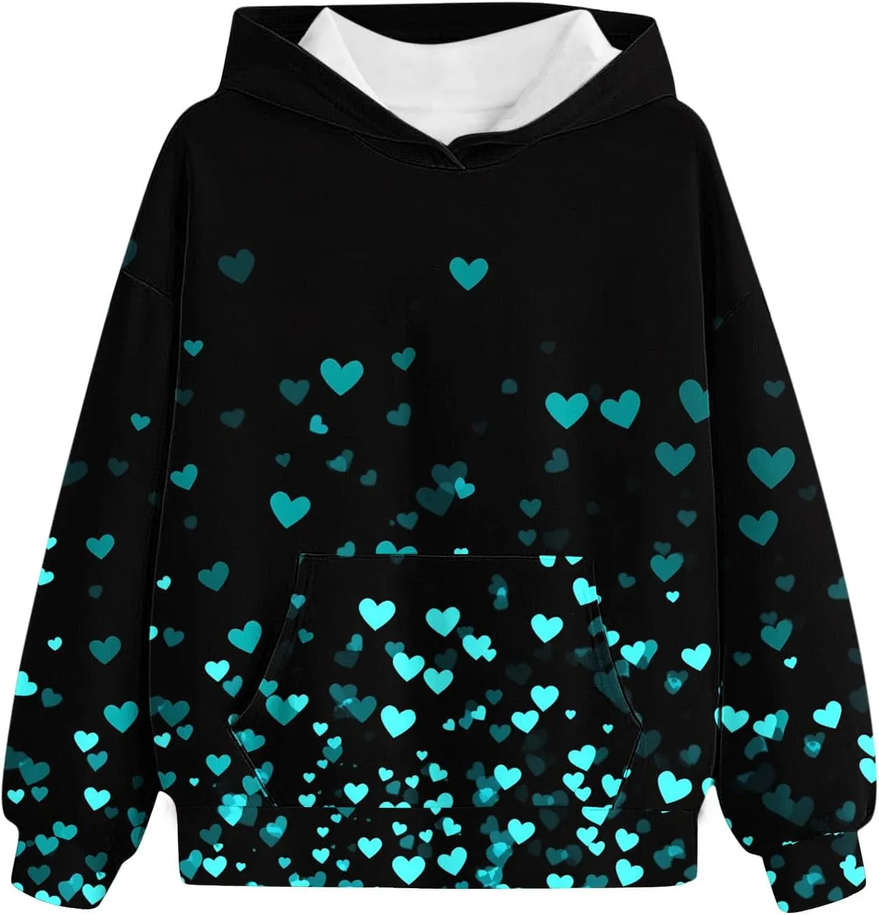 Hoodies for Teen Girls Love Heart Print Valentines Day Shirts Outfits Tween Girls Cute Tops Girls Fashion Sweatshirts