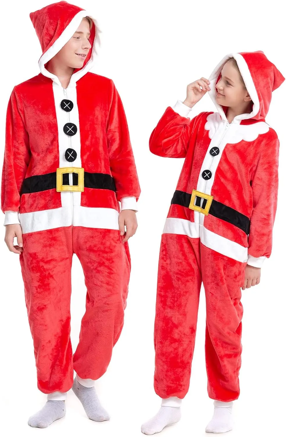HSCTEK Kids Christmas Flannel Onesie with Hood Boys Girls
