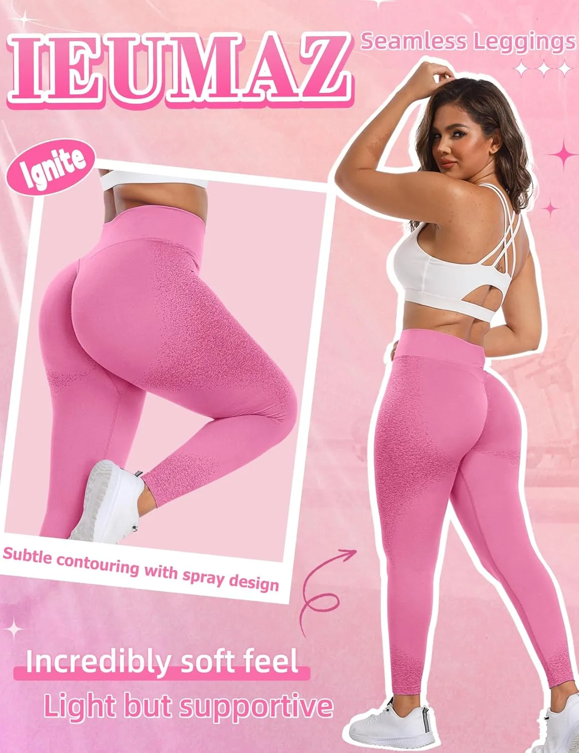 Ignite Scrunch Butt Lifting Leggings for Women Gym Workout Seamless Leggings Tummy Control Yoga Pants