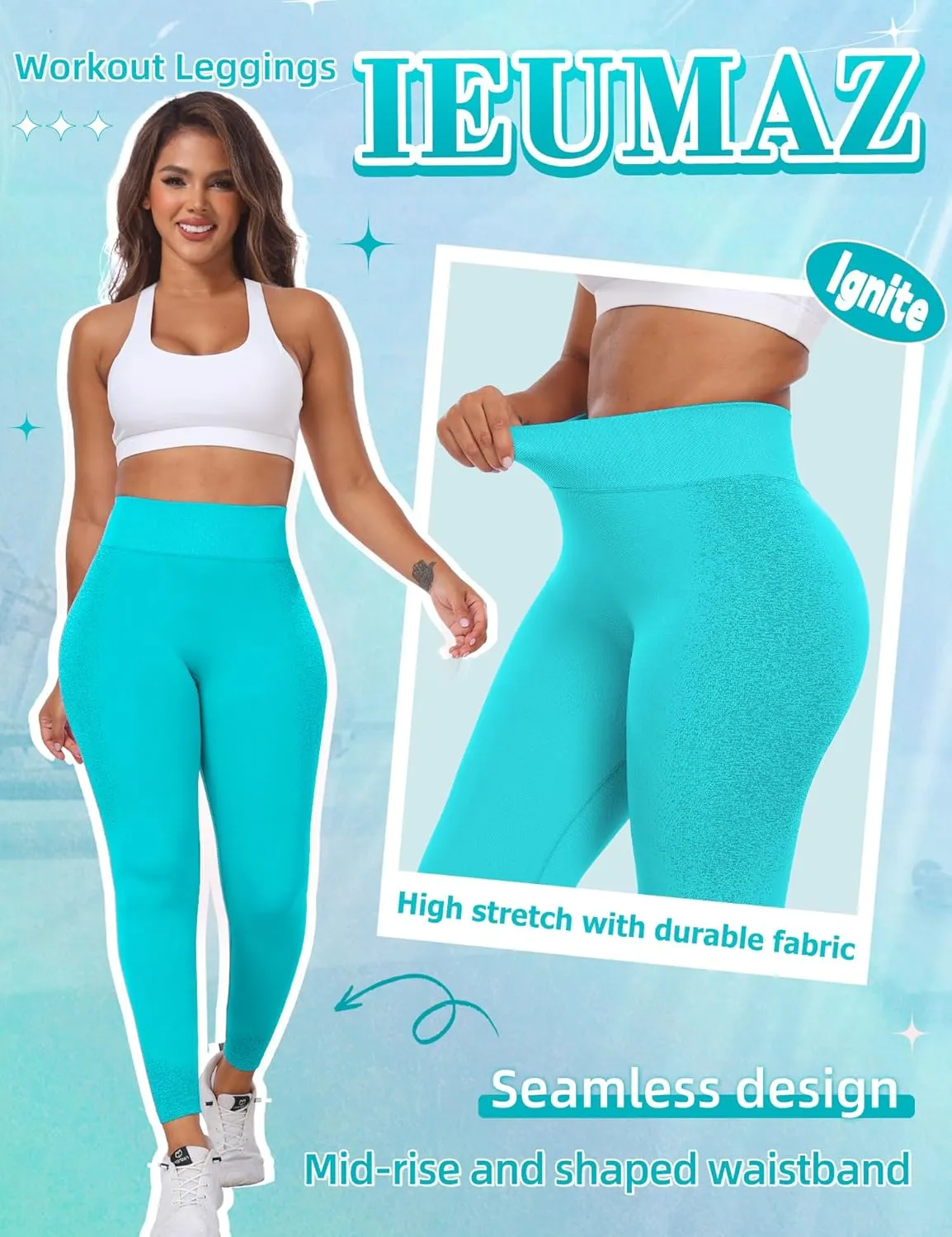 Ignite Scrunch Butt Lifting Leggings for Women Gym Workout Seamless Leggings Tummy Control Yoga Pants