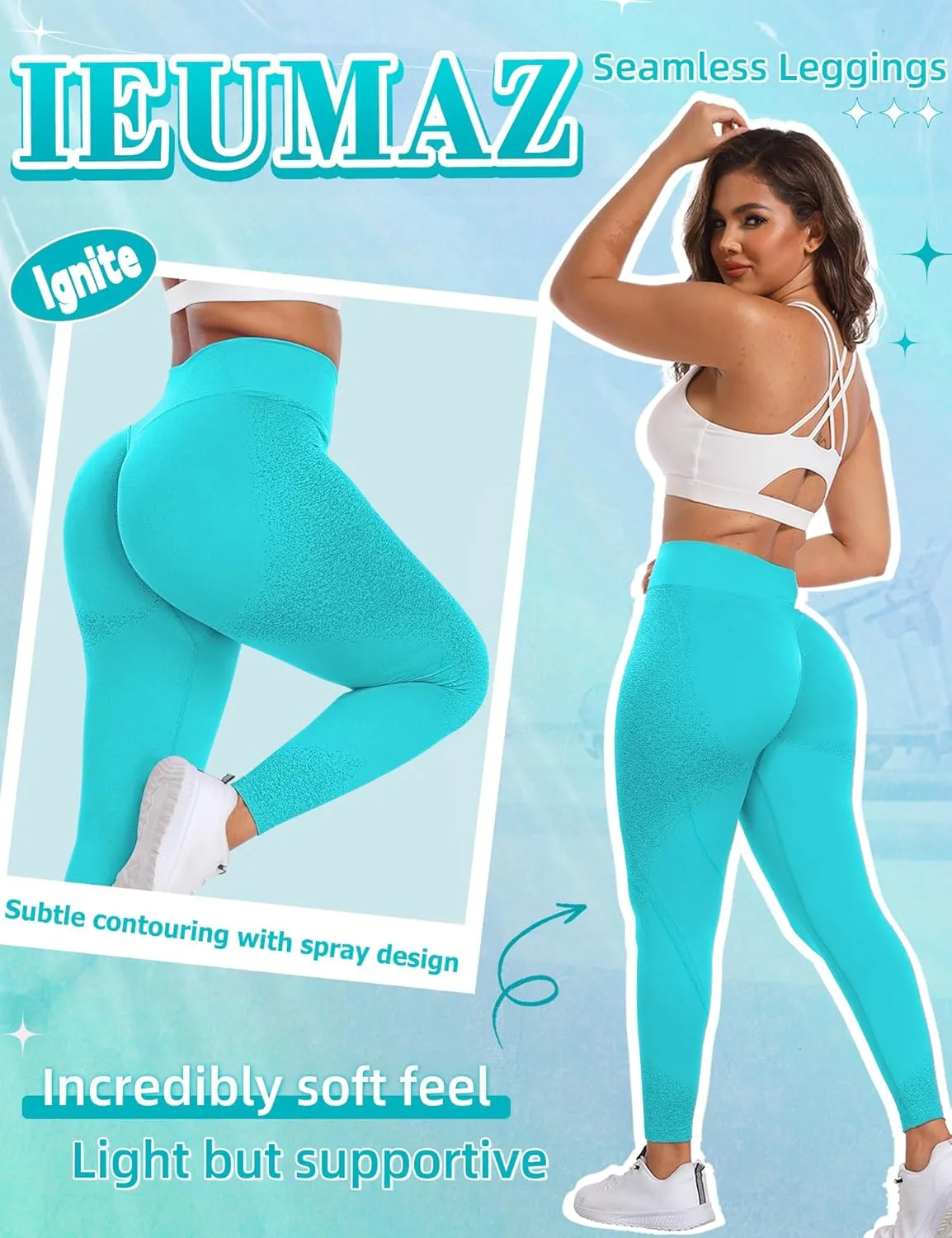 Ignite Scrunch Butt Lifting Leggings for Women Gym Workout Seamless Leggings Tummy Control Yoga Pants