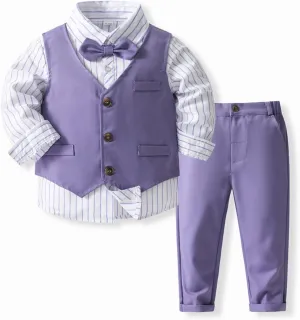 IMEKIS Toddler Baby Boy Christening Outfit Christmas Kids Bowtie Shirt Waistcoat Pants Wedding Holiday Tuxedo Gentleman Suits