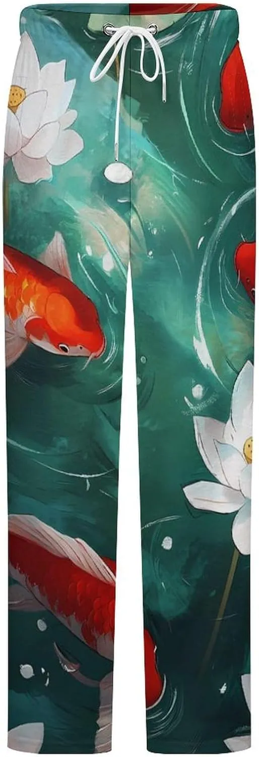 Japanese Fish Women's Pajama Pants Fleece Warm Pj Bottoms Sleepwear Lounge Pants Loungewear