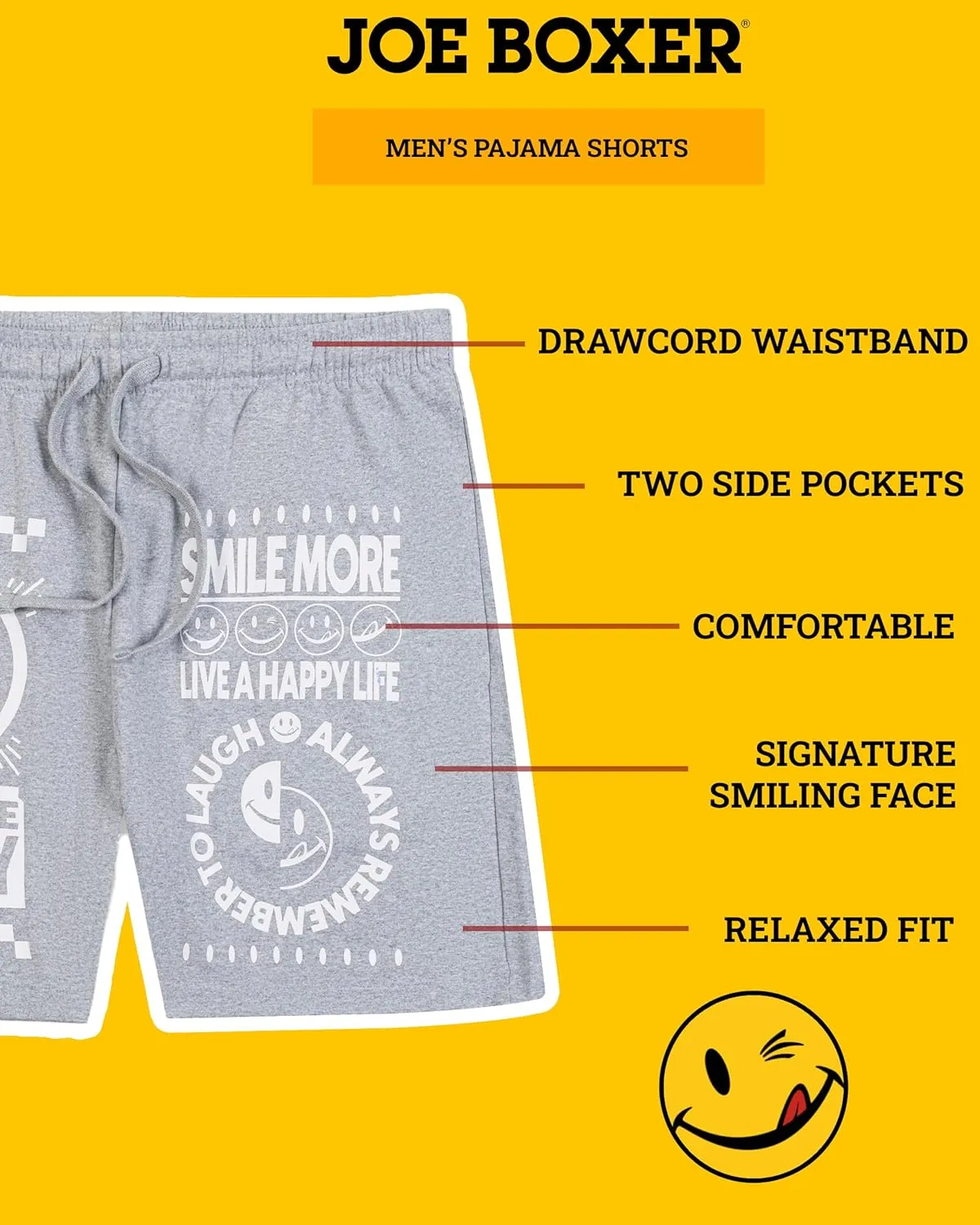 JOE BOXER Men's French Terry Pajama Shorts  Soft & Cozy Lounge Sleepwear with Elastic Waist