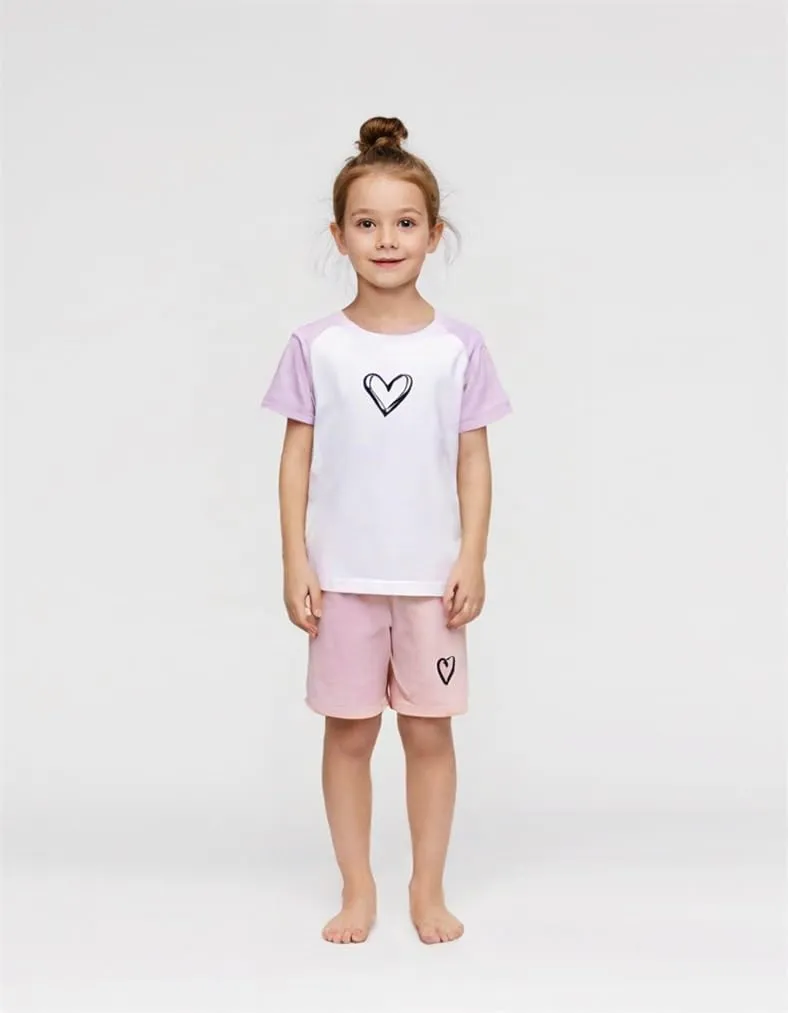 Kid Toddler Baby Girls Clothes Colorblock Print Short Sleeve T-Shirt Summer Shorts Set