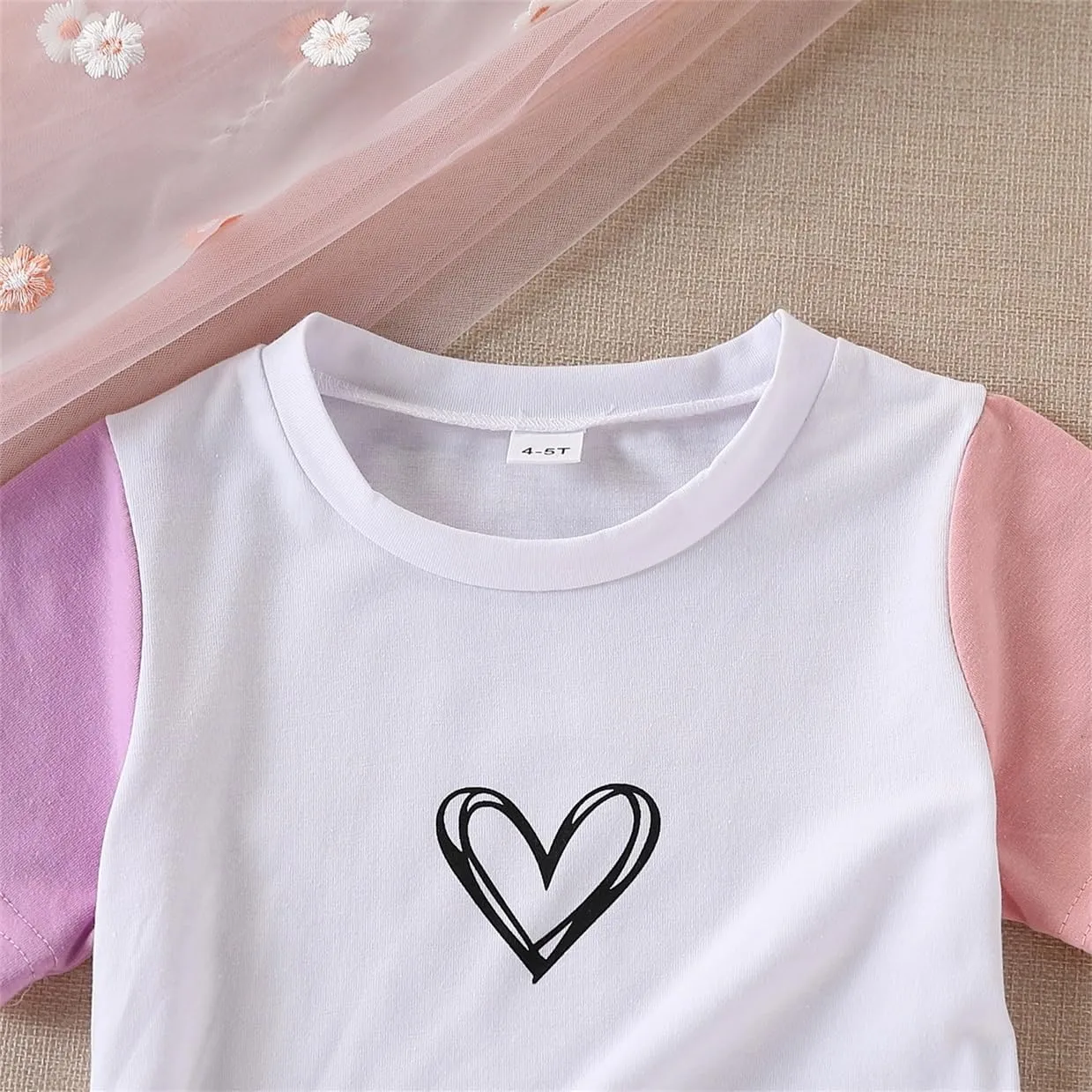 Kid Toddler Baby Girls Clothes Colorblock Print Short Sleeve T-Shirt Summer Shorts Set