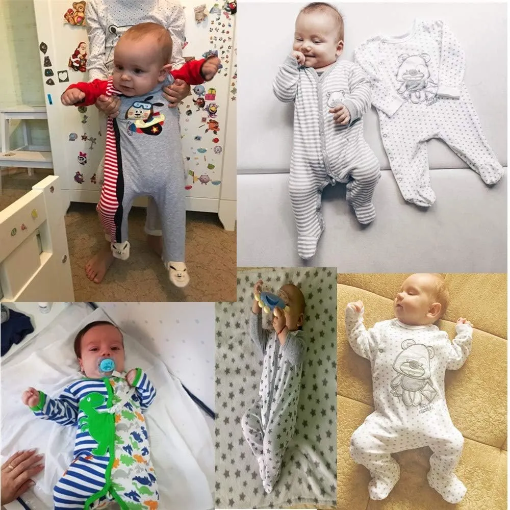 Kiddiezoom Baby and Toddler Boys'Snug Fit Footed One-Piece Romper Jumpsuit Cotton Cotton Footed Outfit