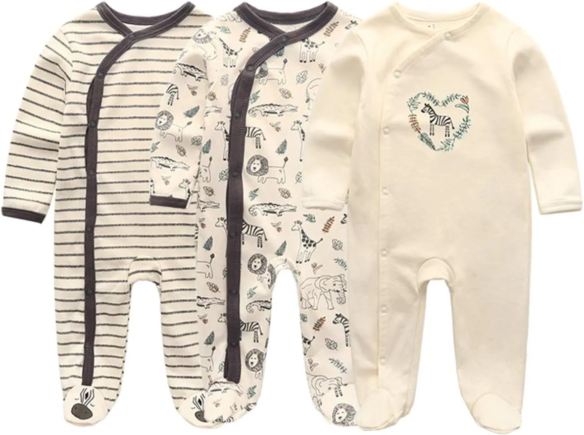 Kiddiezoom Baby and Toddler Boys'Snug Fit Footed One-Piece Romper Jumpsuit Cotton Cotton Footed Outfit