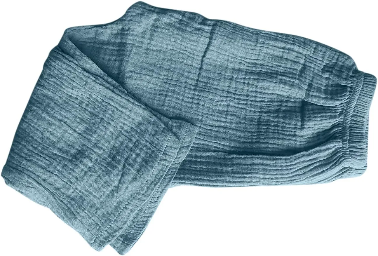 Kids Boys Girls Sweatpant Cotton Linen Harem Pants Solid Color Elastic Waist Wide Leg Casual Outdoor Trousers