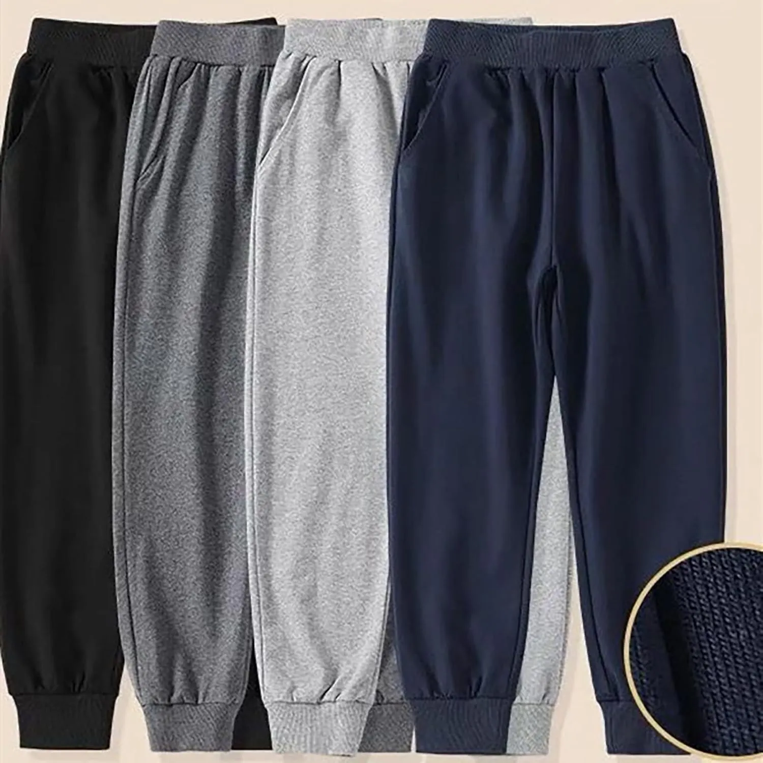 Kids Boys Jogger Pants Toddler Girls Elastic Waist Cotton Solid Pants Unisex Casual Pull-on Active Sweatpants