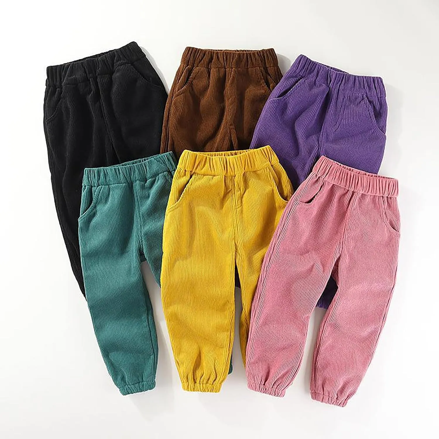 Kids Boys Solid Color Elastic Waist Joggers Sweatpants Toddler Pull-On Active Athletic Pants with Pockets Sports Pants