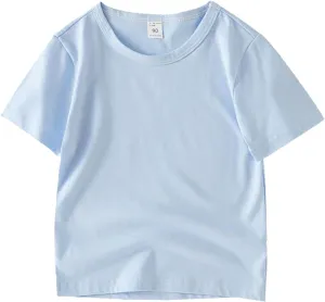 Kids Cotton Linen T Shirt Loose Soft Solid Tees Tops Baby Toddler Unisex Summer Basic Clothes Short Sleeve Lightweight