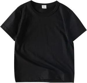 Kids Cotton Linen T Shirt Loose Soft Solid Tees Tops Baby Toddler Unisex Summer Basic Clothes Short Sleeve Lightweight