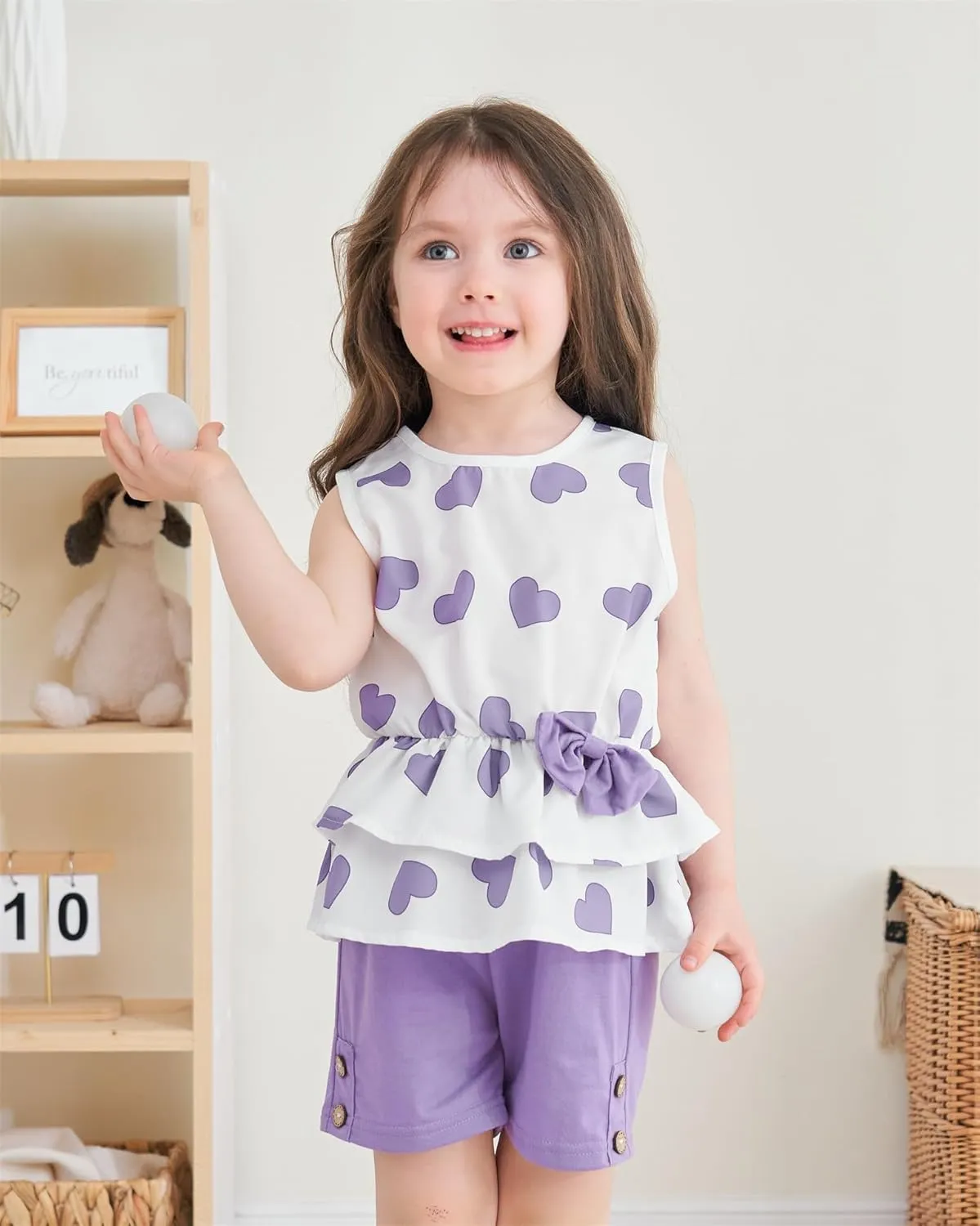 Kids Girl Clothes Heart Print Sleeveless Top and Shorts Baby Girl Summer Outfits Short Set