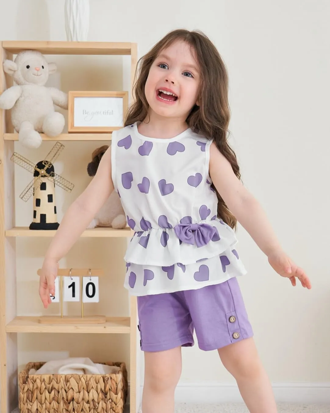 Kids Girl Clothes Heart Print Sleeveless Top and Shorts Baby Girl Summer Outfits Short Set