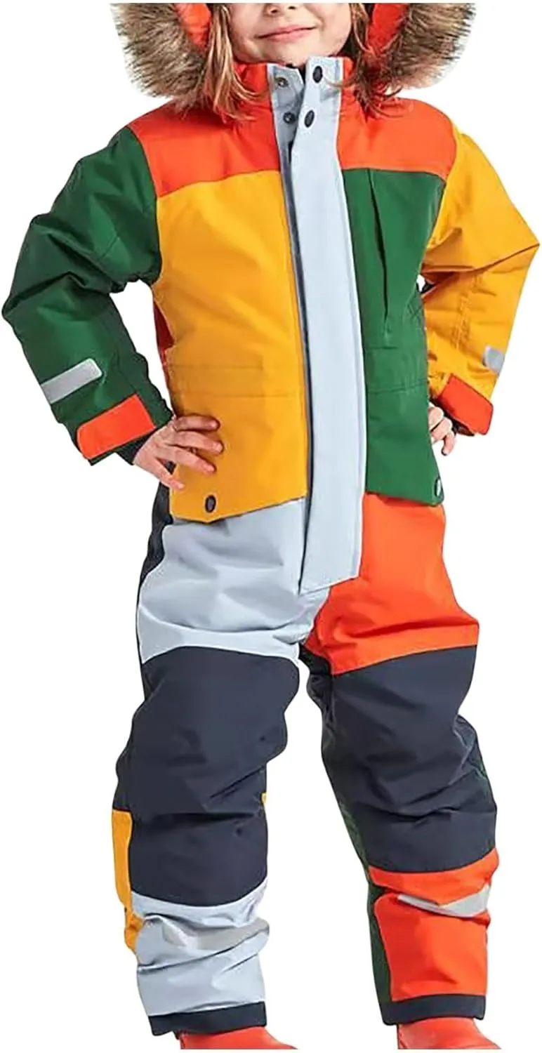 Kids Girls Boys Ski Suits Jumpsuits Waterproof Windproof One Piece Snowsuits Winter Warm Outdoor Jackets Coats