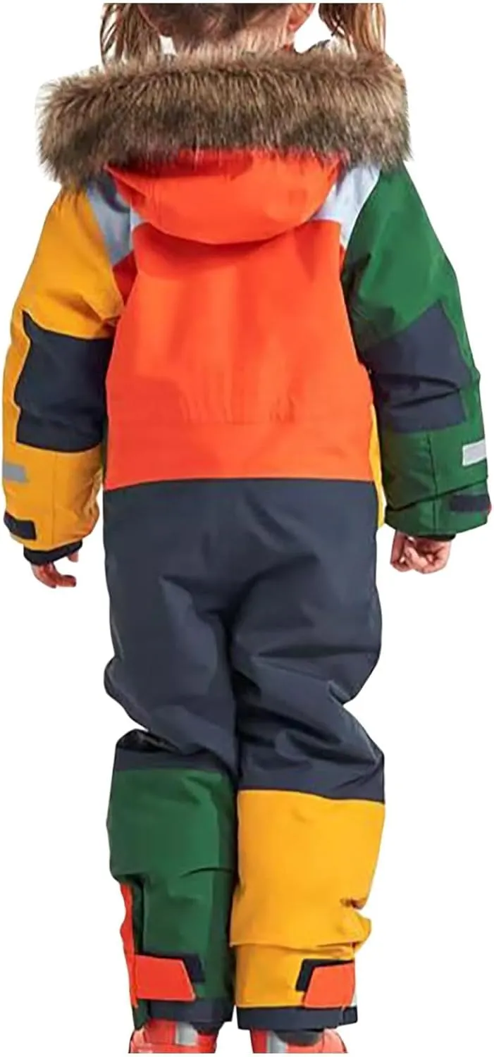 Kids Girls Boys Ski Suits Jumpsuits Waterproof Windproof One Piece Snowsuits Winter Warm Outdoor Jackets Coats