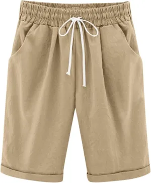 Kids Teens Girls Elastic Waist Knee Length Casual Cotton Shorts with 𝐃rawstring Leisure Joggers Trousers