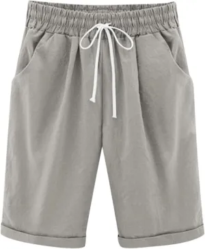 Kids Teens Girls Elastic Waist Knee Length Casual Cotton Shorts with 𝐃rawstring Leisure Joggers Trousers