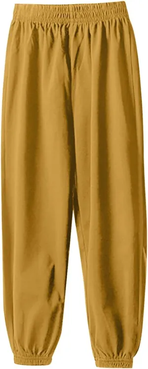Kids Unisex Cotton Pull On Jogger Pants Solid Color Elastic Waistband Casual Sports Pants Boys Girls Leggings with Cats