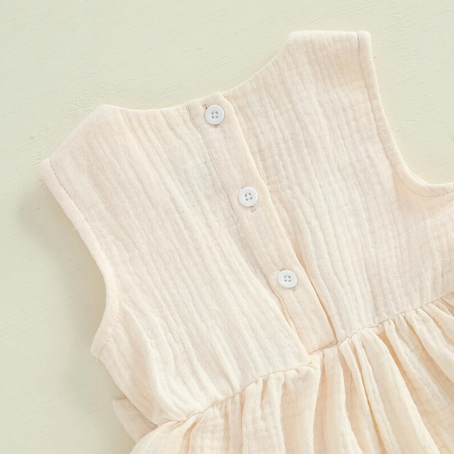 Kupretty Toddler Girl Summer Clothes Baby Solid Linen Outfit Bows Ruffle Tank Tops Shirts   Ruffled Short Set