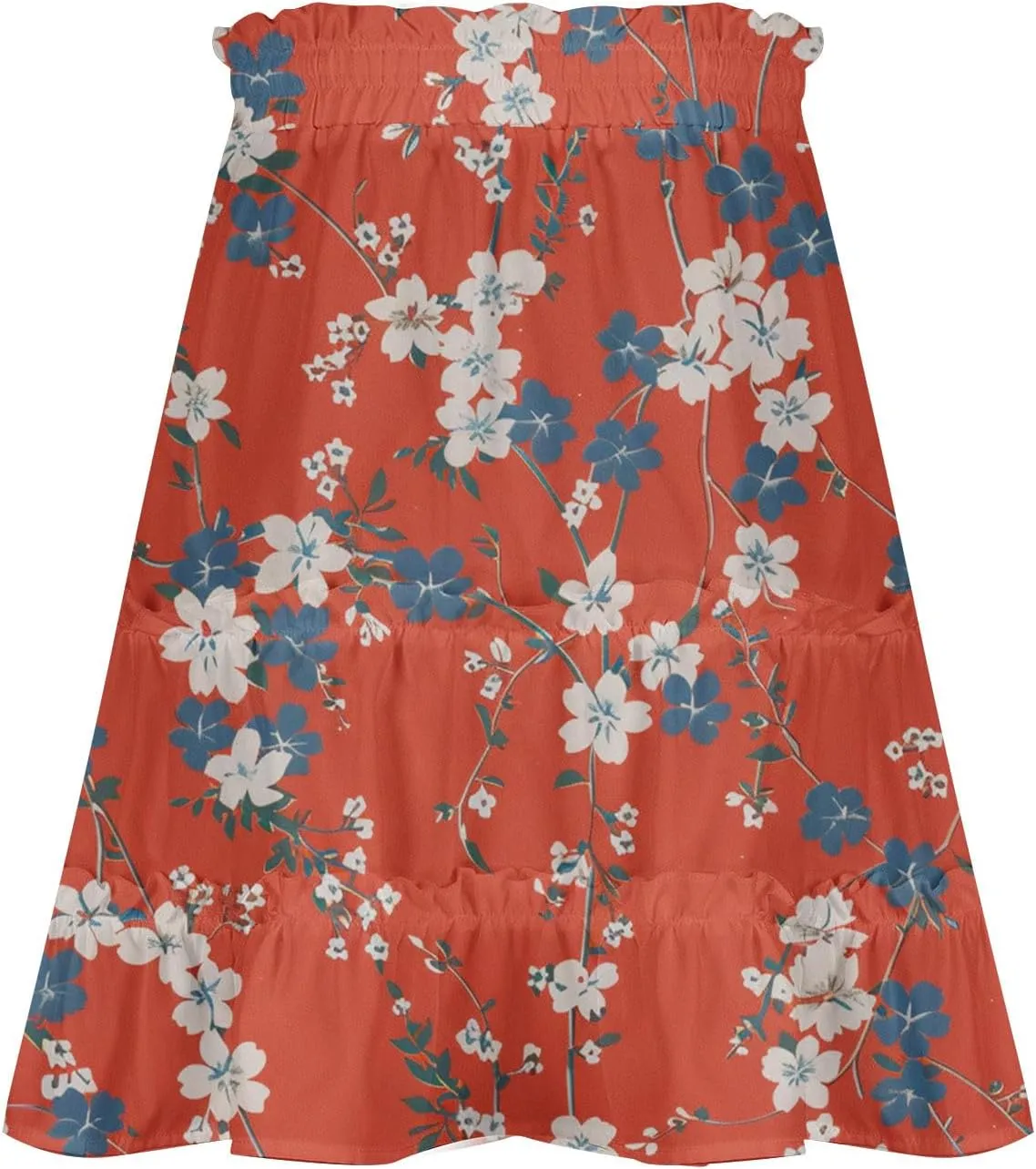 Ladies Floral Boho Skirts 2025 Trendy Summer Ruffle Swing Beach Skirt Casual Bohemian Vacation Skirt for Women