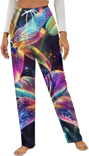Lily And Dragonfly Women's Pajama Pants Fleece Warm Pj Bottoms Sleepwear Lounge Pants Loungewear