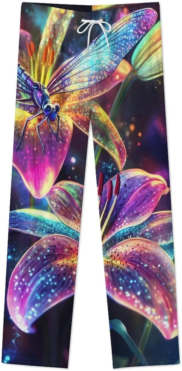 Lily And Dragonfly Women's Pajama Pants Fleece Warm Pj Bottoms Sleepwear Lounge Pants Loungewear