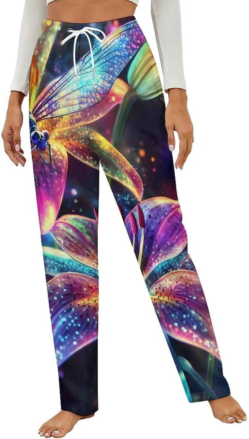 Lily And Dragonfly Women's Pajama Pants Fleece Warm Pj Bottoms Sleepwear Lounge Pants Loungewear