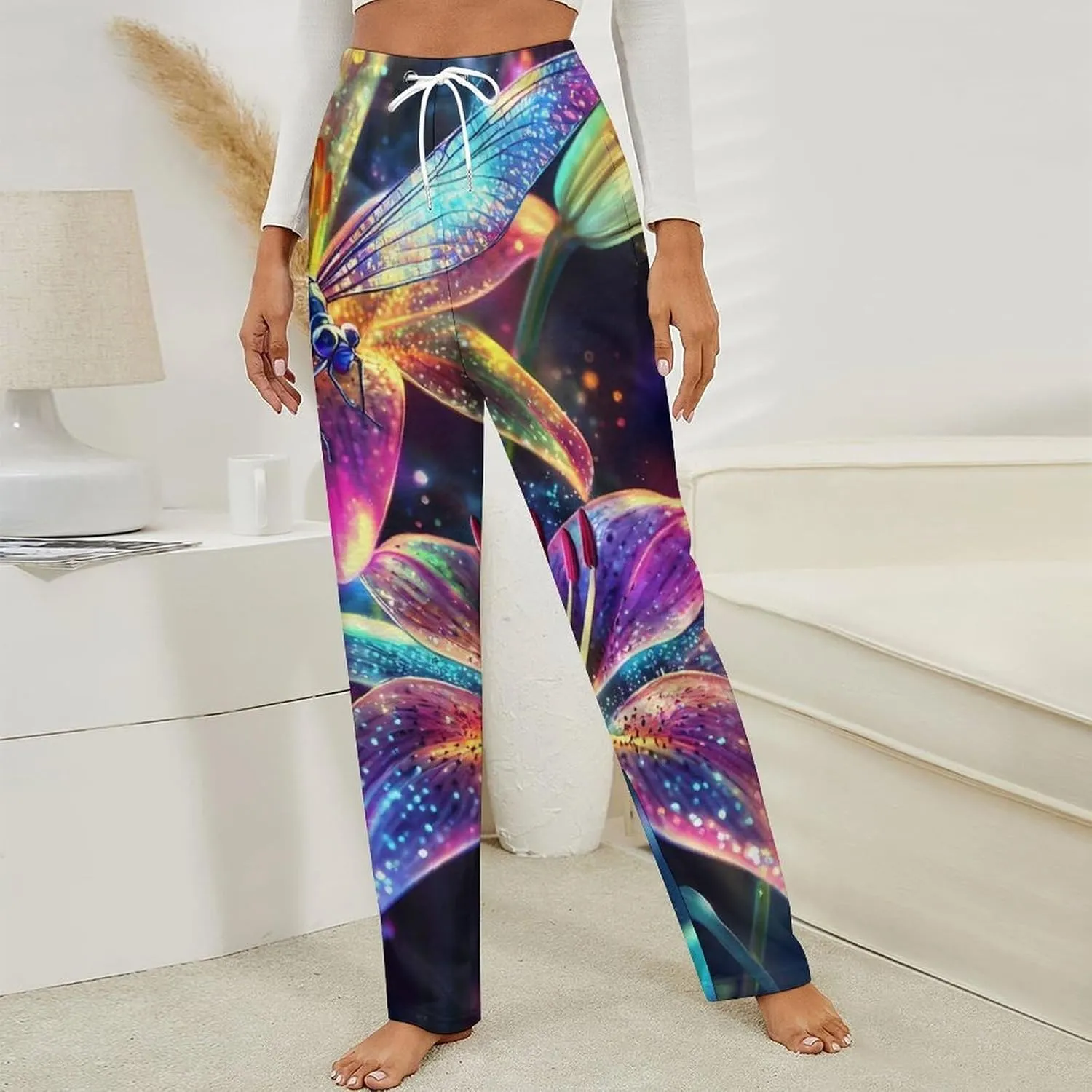 Lily And Dragonfly Women's Pajama Pants Fleece Warm Pj Bottoms Sleepwear Lounge Pants Loungewear