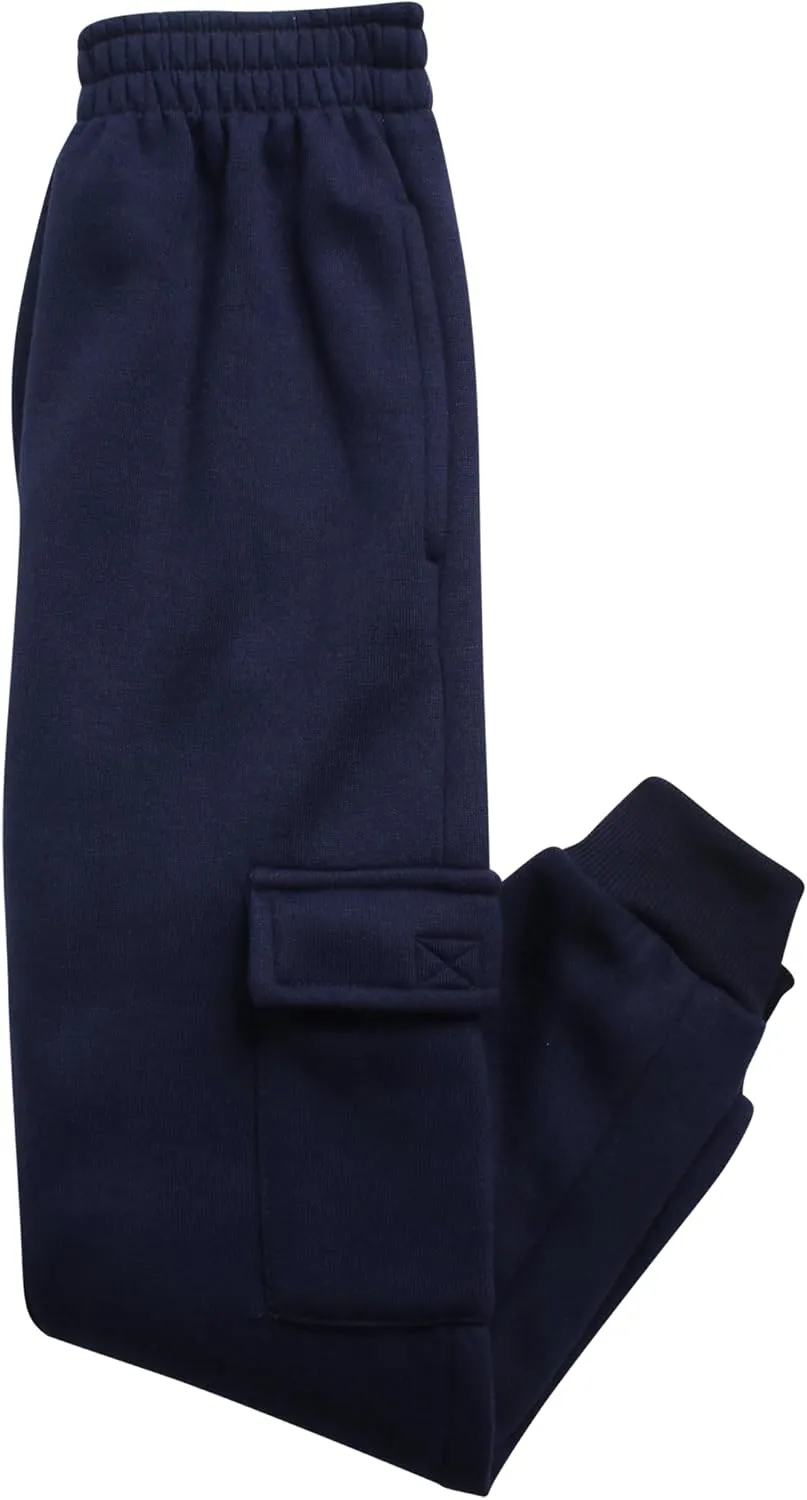 Little Boys' Fleece Jogger Set - 2 Piece Basic Solid Pullover Hoodie and Cargo Jogger Sweatpants (Size: 2T-7)