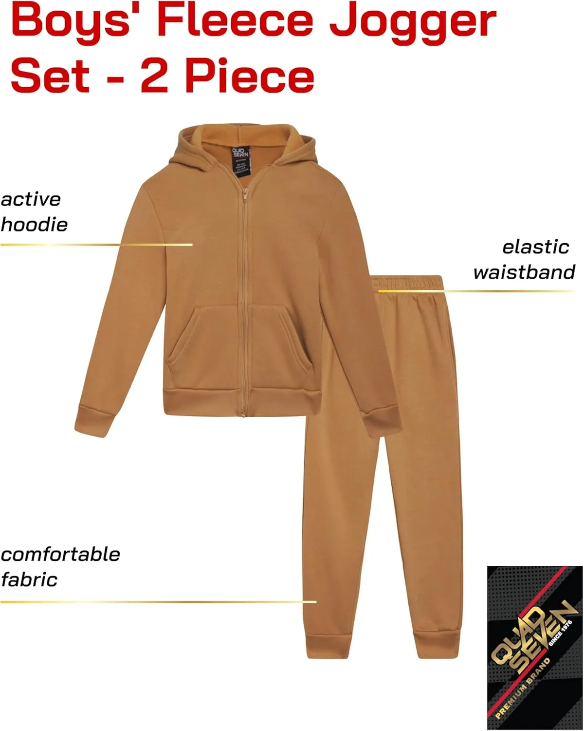 Little Boys' Fleece Jogger Set - 2 Piece Basic Solid Pullover Hoodie and Cargo Jogger Sweatpants (Size: 2T-7)