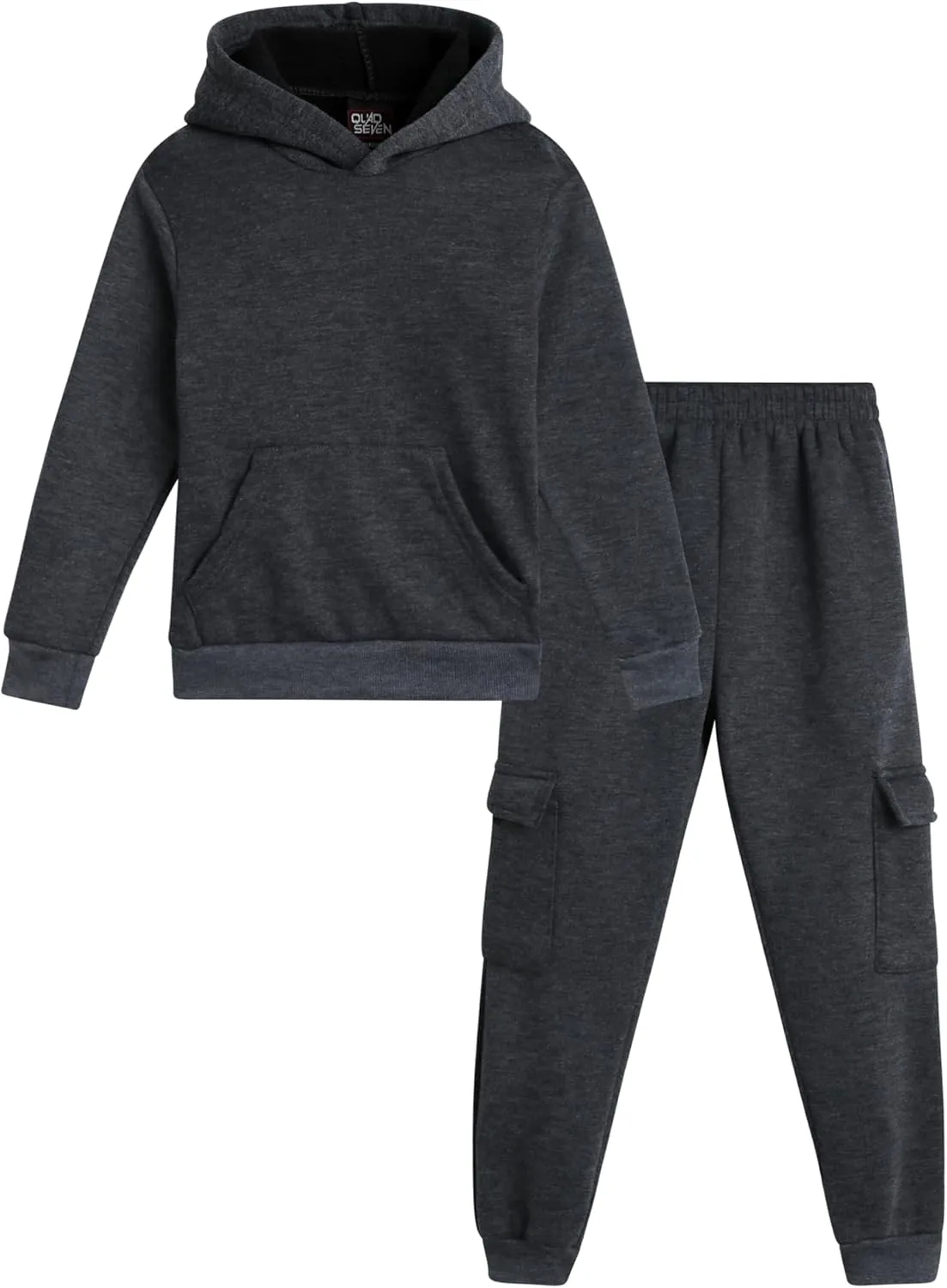 Little Boys' Fleece Jogger Set - 2 Piece Basic Solid Pullover Hoodie and Cargo Jogger Sweatpants (Size: 2T-7)