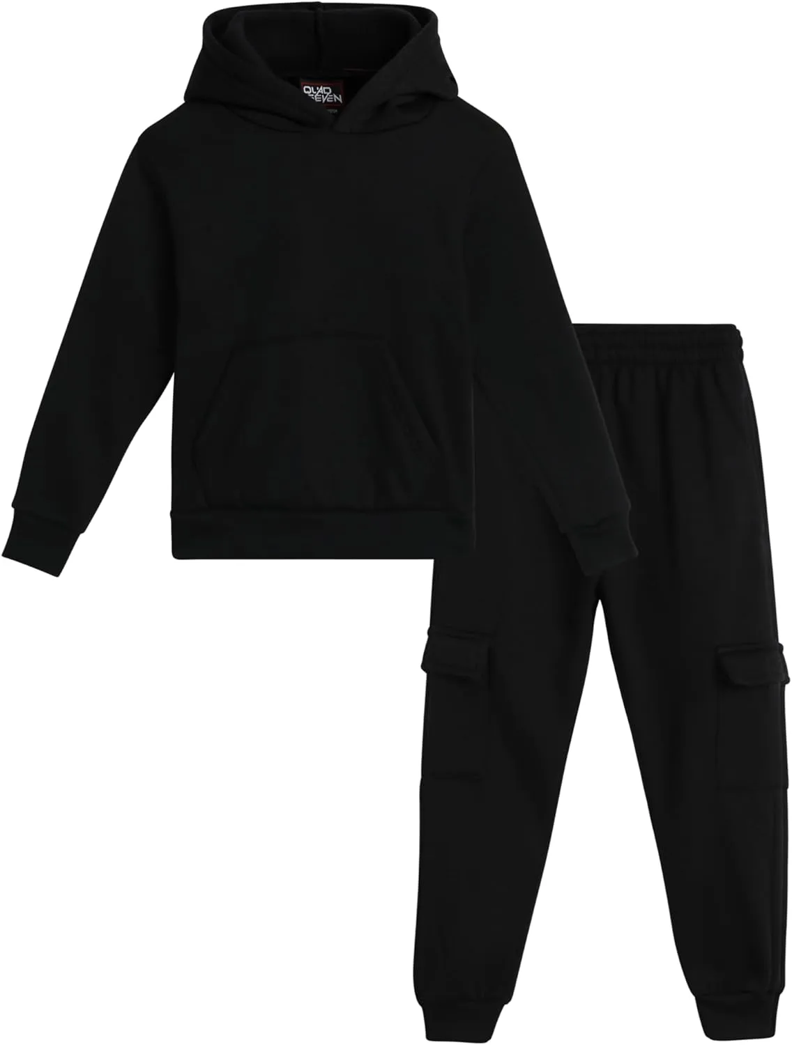 Little Boys' Fleece Jogger Set - 2 Piece Basic Solid Pullover Hoodie and Cargo Jogger Sweatpants (Size: 2T-7)