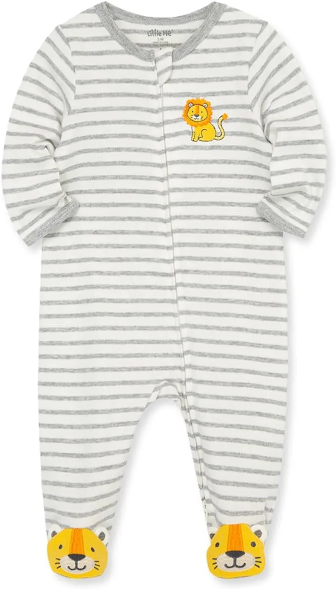 Little Me Clothes for Baby Boys' 100% Cotton Scratch-Free Tag Footie Sleeper, Preemie to 9 Months